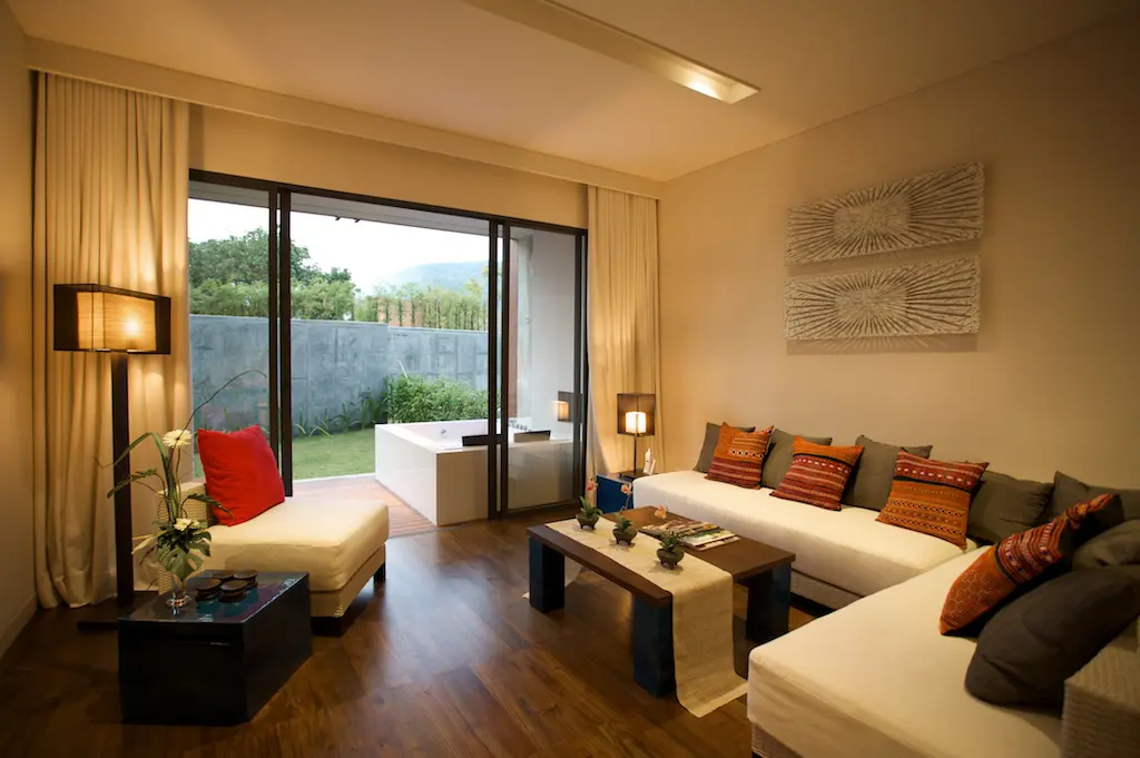 Cozy seating area with stylish design elements offering comfort and relaxation.