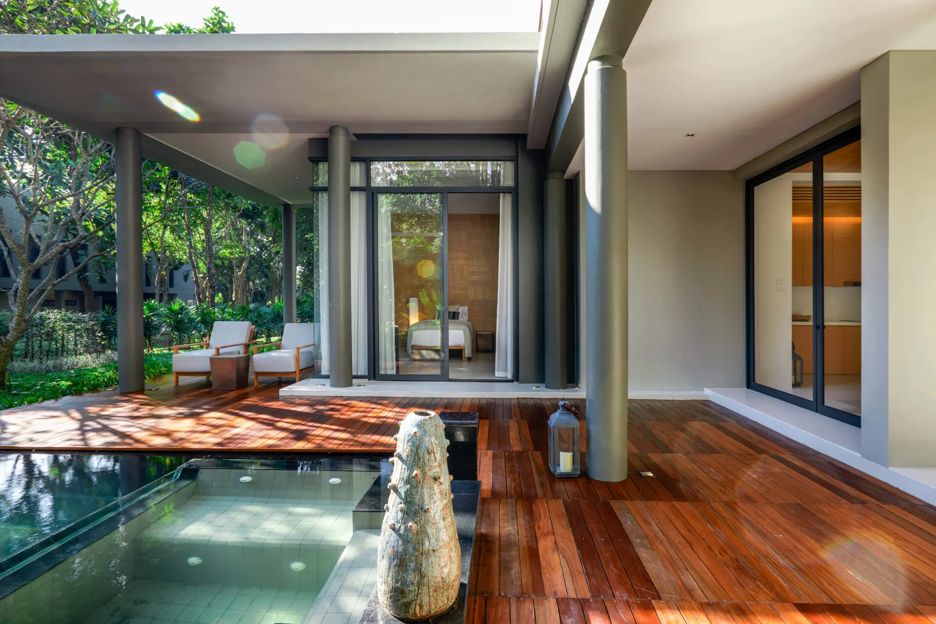 Third bedroom featuring boutique 5-star styling and a calming atmosphere for restful nights.
