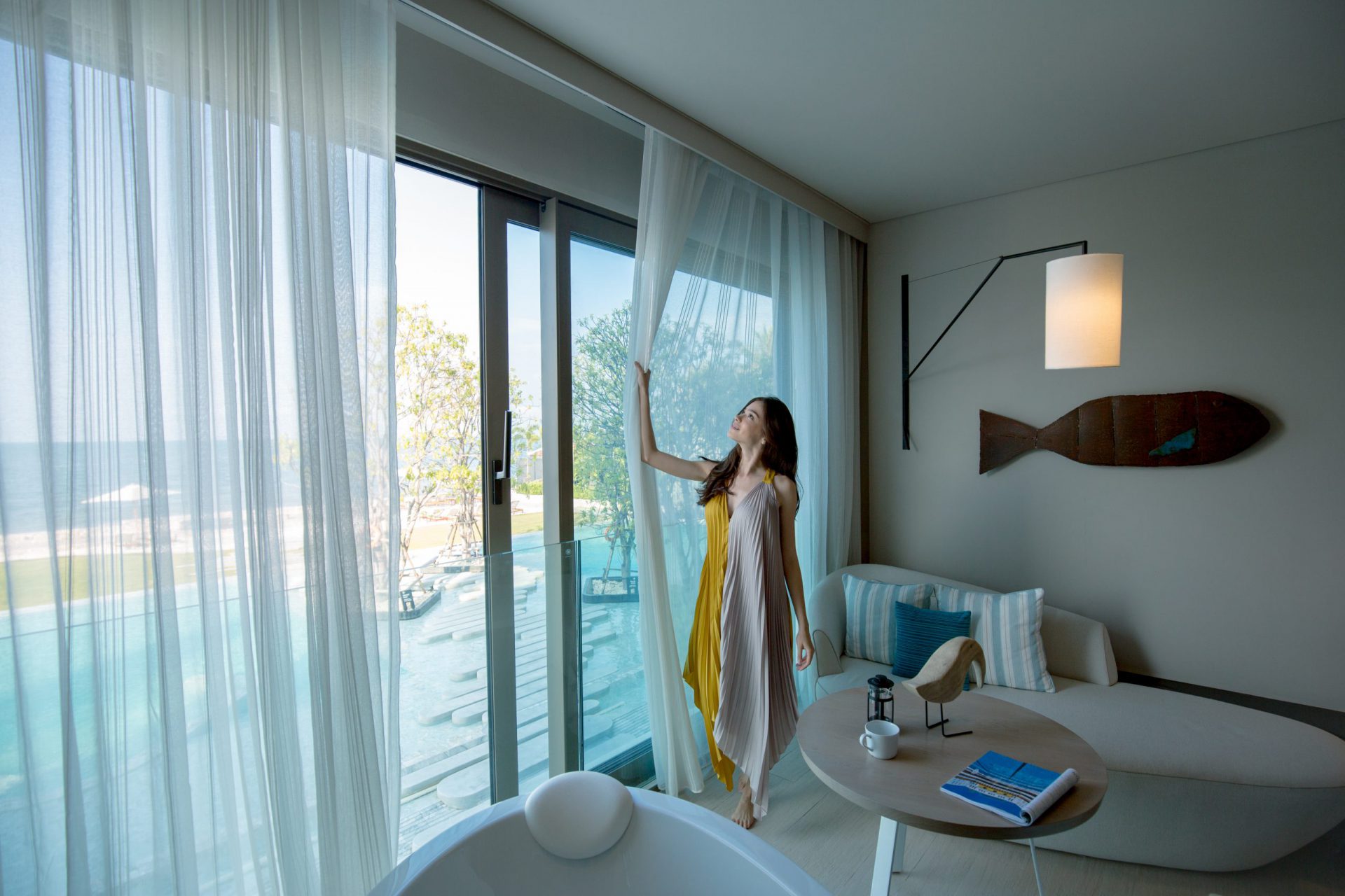 Luxurious Ocean Front room with a spacious layout and dramatic sea view, offering an elevated beachfront stay at a 5-star oceanfront hotel in Na Jomtien.